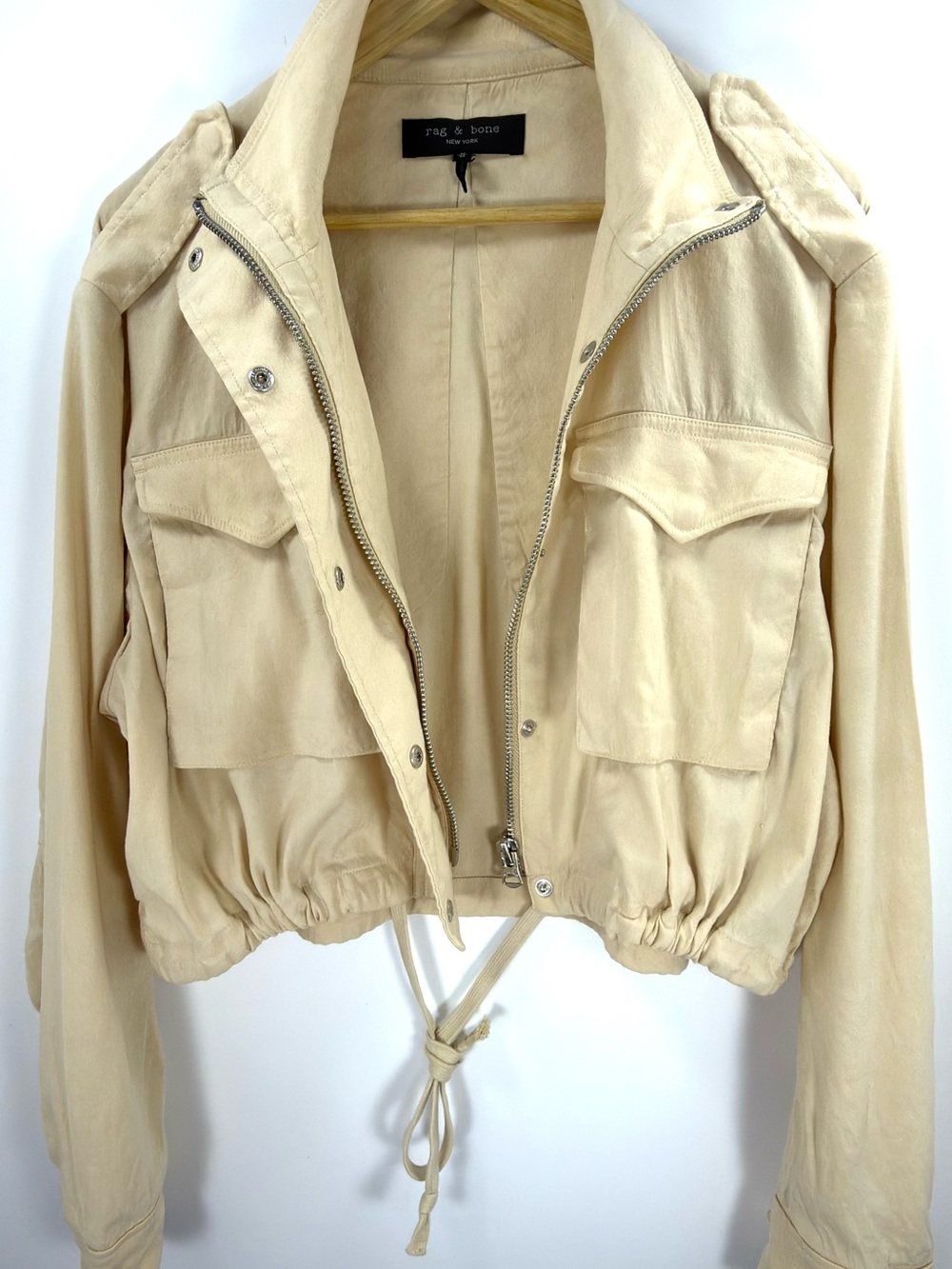 Rag & Bone M65 Cream Cropped Linen Blend Field Jacket M - Picture 9 of 13